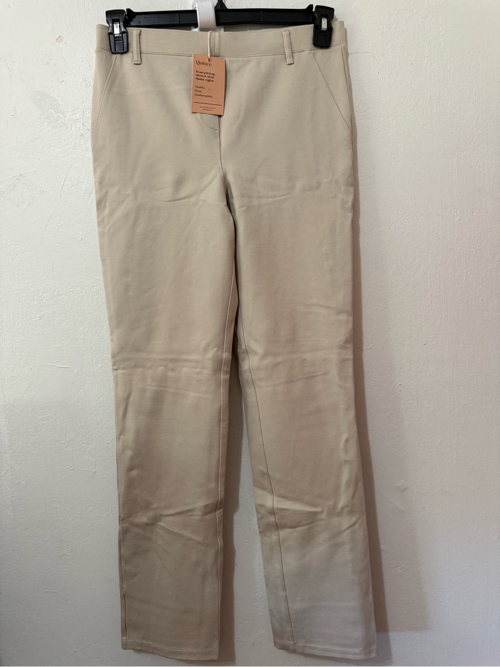Quince Women Ultra-Stretch Ponte Straight Leg Pants Regular Medium Khaki/Beige